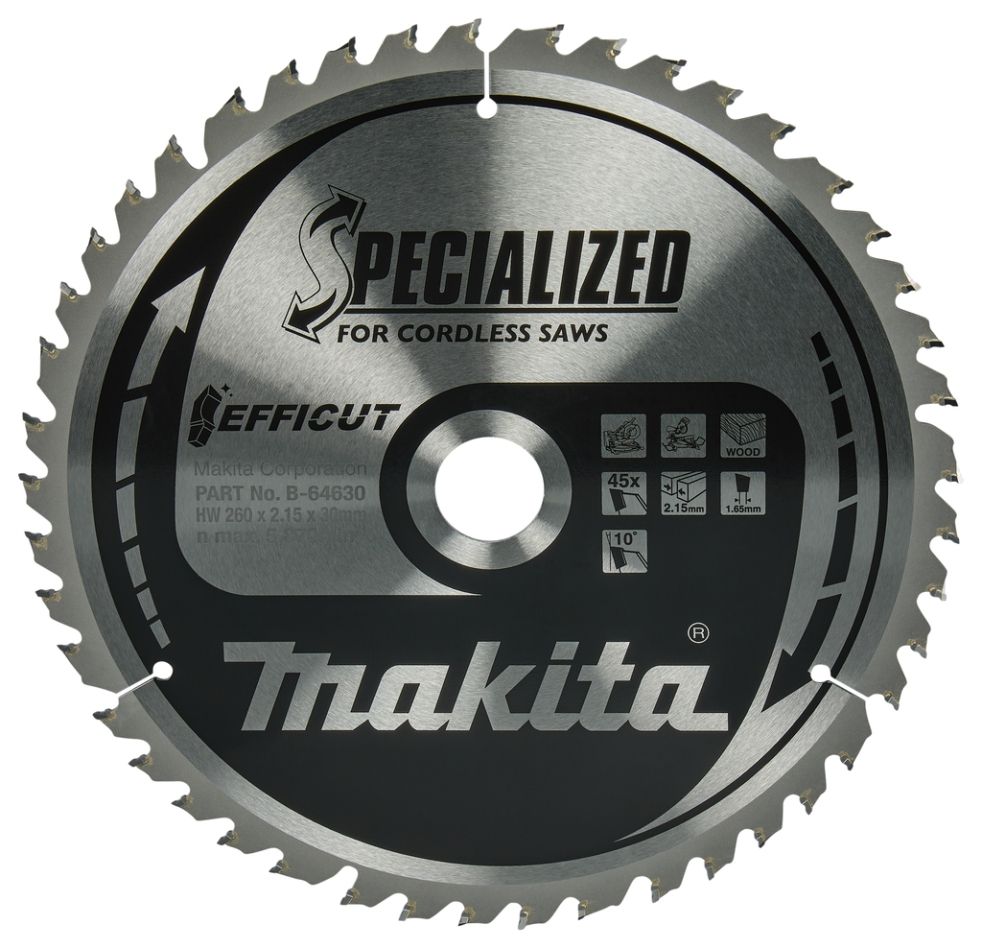 Makita Akcesoria B-64630 Tarcza do piły, Efficut T.C.T, 260 x 30 mm, 45 Z