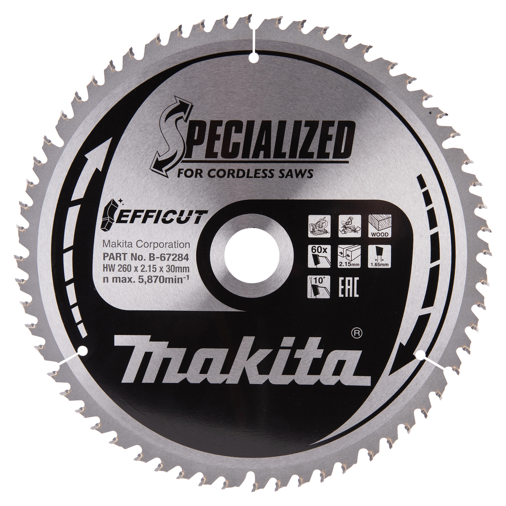 Makita Akcesoria B-67284 Brzeszczot HM Spec. Drewno 260 x 30 x 60T
