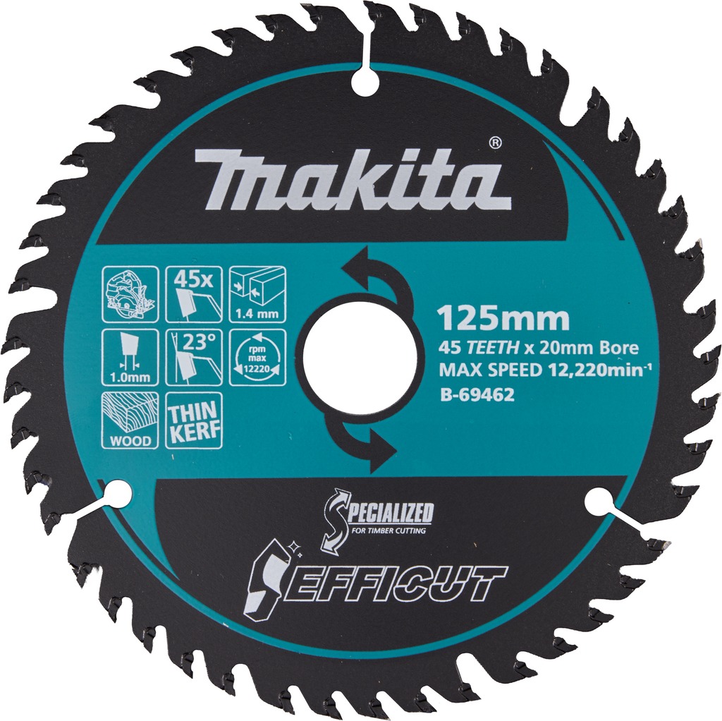 Makita Akcesoria B-69462 HM Efficut Piła tarczowa do drewna 125 x 20 x 1,4 mm, 45 zęb&oacute;w