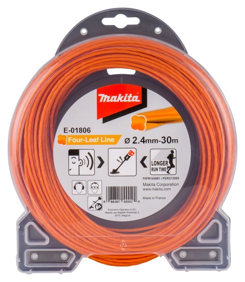 Makita Akcesoria E-01806 Drut tnący 2,4 x 30 metrów Pomarańczowy