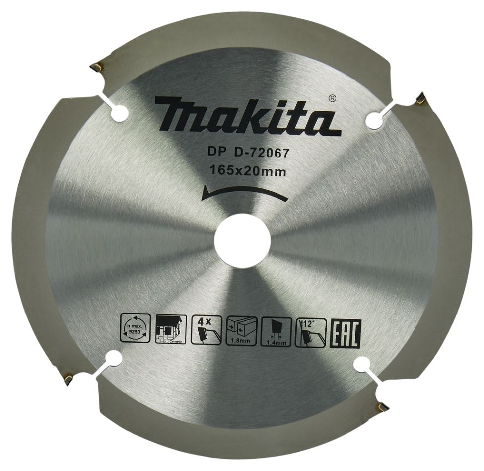 Makita Akcesoria D-72067 Tarcza pilarska PCD 165 x 20 x 1,8 4T Płyta włóknisto-cementowa
