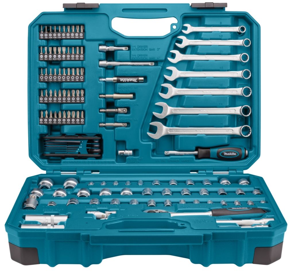 Makita Akcesoria E-06616 120-częściowy zestaw narzędzi ręcznych w plastikowej walizce