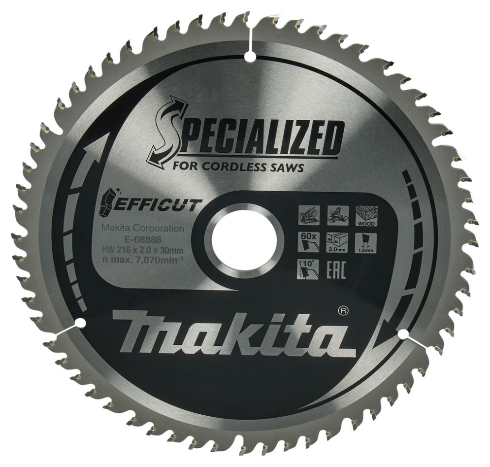 Makita Akcesoria E-08888 Tarcza do cięcia poprzecznego drewna 216 x 30 x 60T