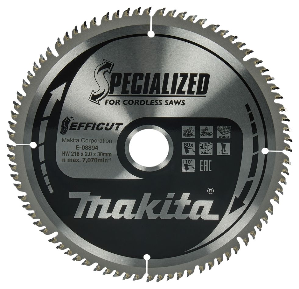 Makita Akcesoria E-08894 Tarcza do cięcia poprzecznego drewna 216 x 30 x 80T