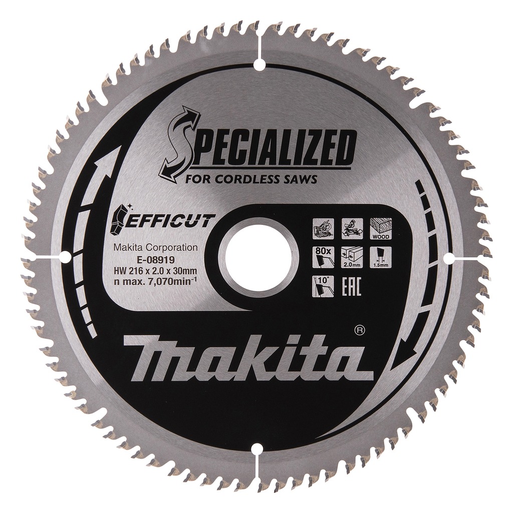 Makita Akcesoria E-08919 HM Efficut &ndash; piła do przycinania drewna 216 x 30 x 2,0 mm T80
