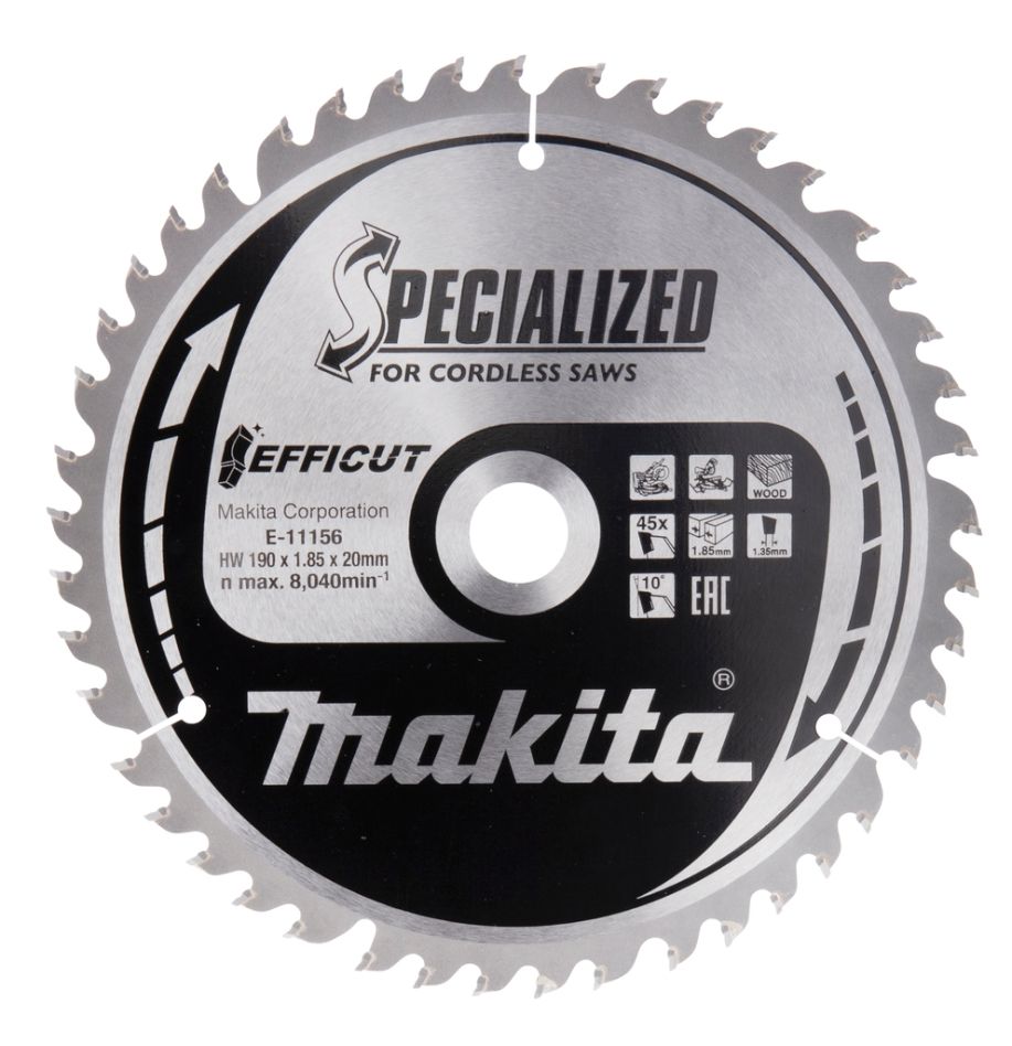Makita Akcesoria E-11184 Brzeszczot do cięcia drewna Efficut 190x20x1.85 45T 10g