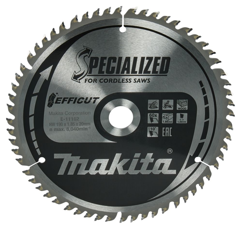 Makita Akcesoria E-11190 Brzeszczot do cięcia drewna Efficut 190x20x1.85 60T 10g