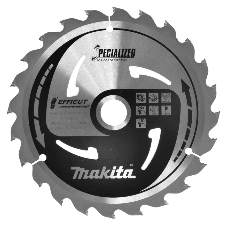 Makita Akcesoria E-12217 Piła tarczowa Efficut WPC 165x20x1.5 24T 15g