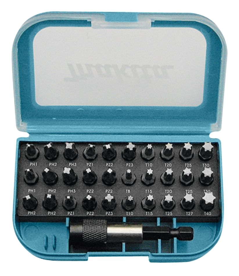 Makita Akcesoria P-73374 31-częściowy zestaw bitów w plastikowym pudełku z klipsem do paska