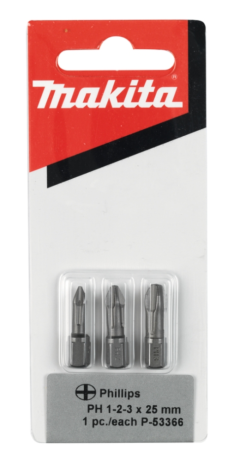 Makita Akcesoria P-53366 3-częściowy zestaw końcówek wkrętakowych krzyżakowych