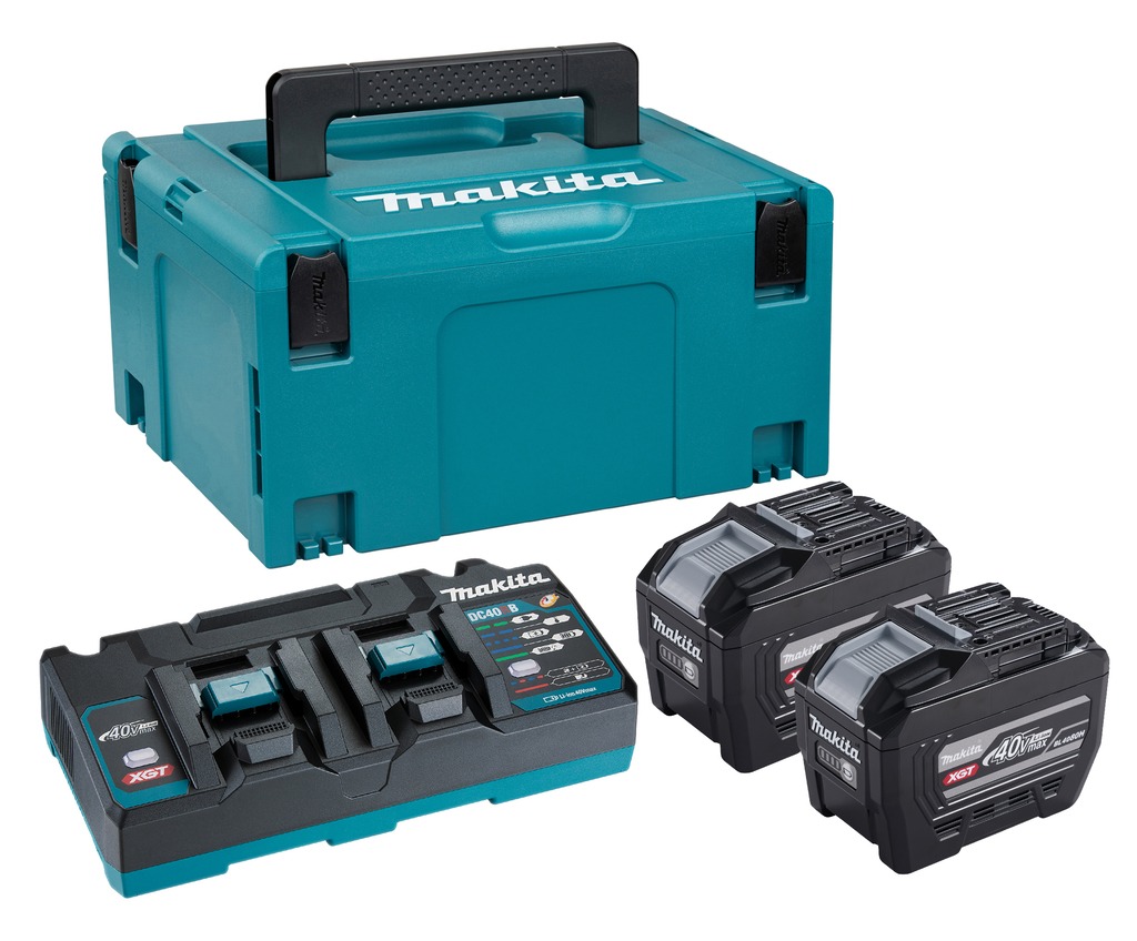 Makita Akcesoria PSKGPE2J Zestaw startowy 2 akumulator&oacute;w Tabless BL4080H 40V 8.0Ah i szybka ładowarka DC40RB duo