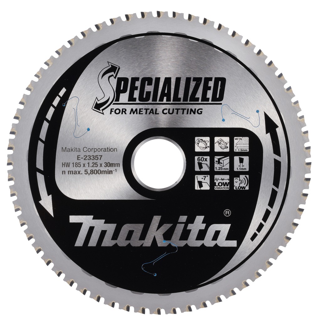 Makita Akcesoria E-23357 Specjalistyczna piła tarczowa do cienkiej blachy stalowej 185x30x1,25 60T -7g