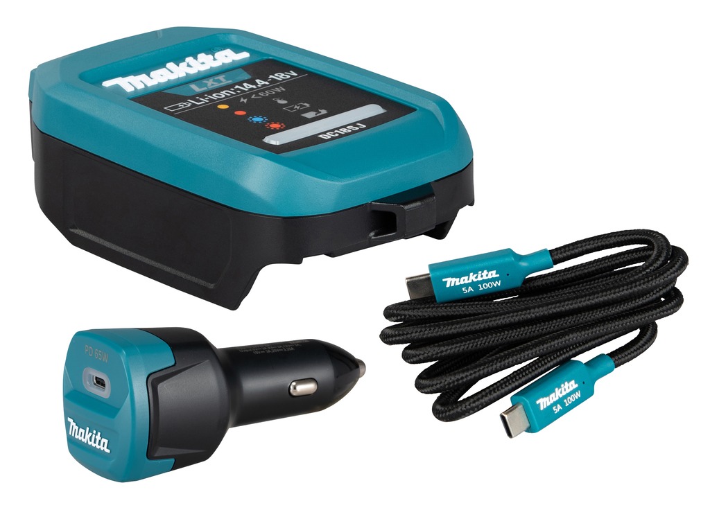 Makita Akcesoria 1915U4-1 Zestaw ładowarka LXT DC18SJ USB-C + adapter samochodowy 12-24 V