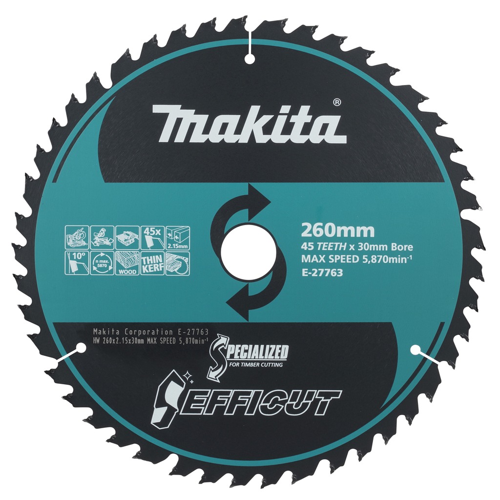 Makita Akcesoria E-27763 Brzeszczot do przecinarki stołowej Efficut Wood 260x30x2,15 45T 10g 