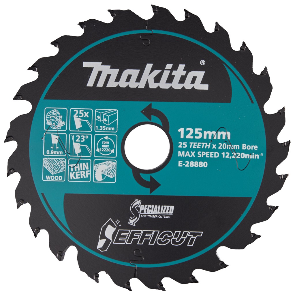 Makita Akcesoria E-28880 HM Efficut Piła tarczowa do drewna 125 x 20 x 1,35 mm, 25 zęb&oacute;w