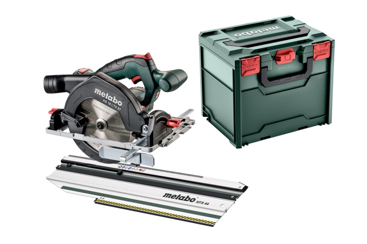 Metabo 691195000 KS 18 LTX 57 akumulatorowa pilarka tarczowa 18V bez akumulatorów i ładowarki + przykładnica poprzeczna KFS 44