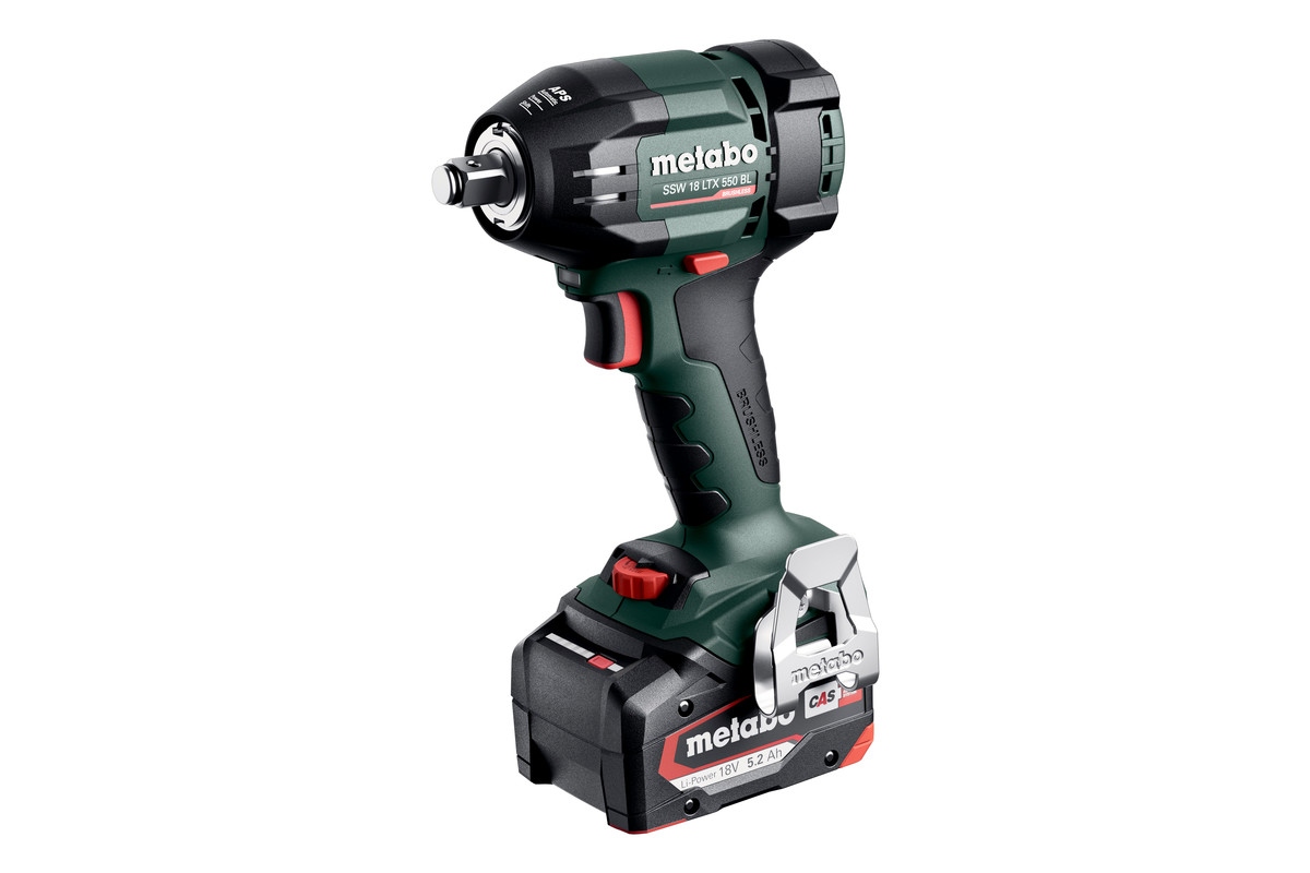 Metabo 602404650 Akumulatorowa wkrętarka udarowa / klucz udarowy SSW 18 LTX 550 BL z akumulatorem 2 x 5,2 Ah i ładowarką w walizce