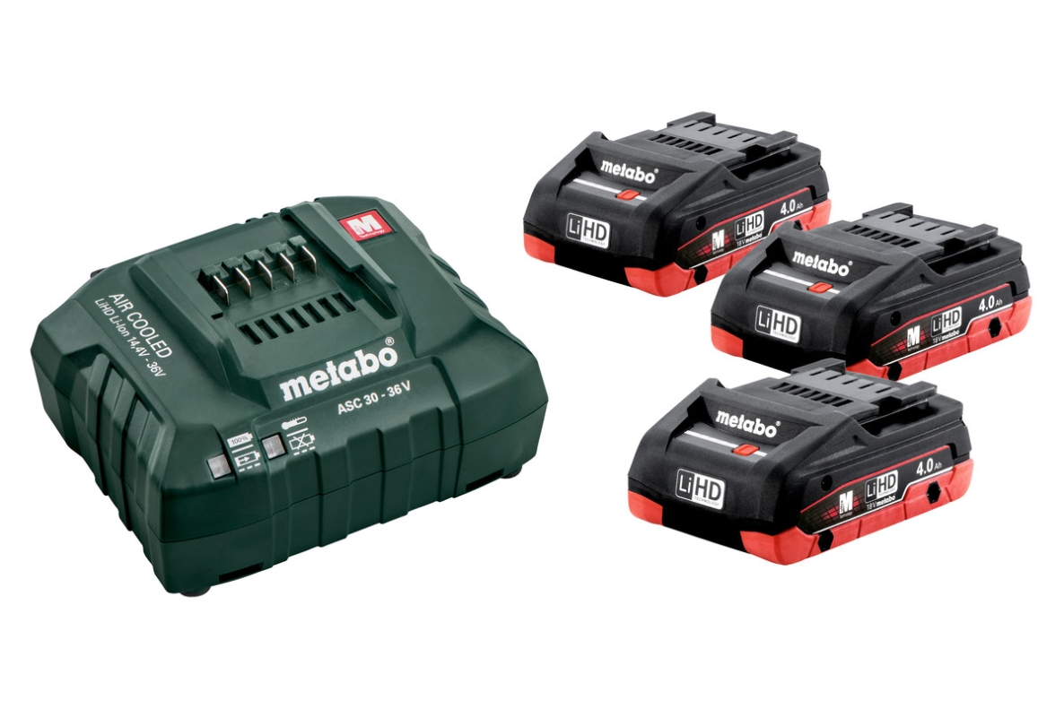 Metabo Akcesoria 685132000 Zestaw 3 akumulatorów 18V LiHD 4.0Ah z ładowarką ASC 30-36V