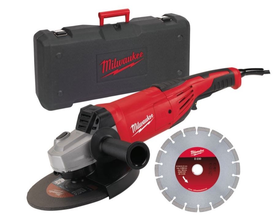 Milwaukee 4933440292 AG 22-230 Zestaw diamentowy/Szlifierka kątowa DMS - 2200W - 230mm