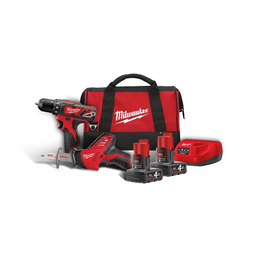 Milwaukee 4933441230 M12 BPP2C-402B M12 POWERPACK Zestaw: M12 BDD-0 + C12 HZ-0 + 2 akumulatory M12 B4 + ładowarka C12 C + torba
