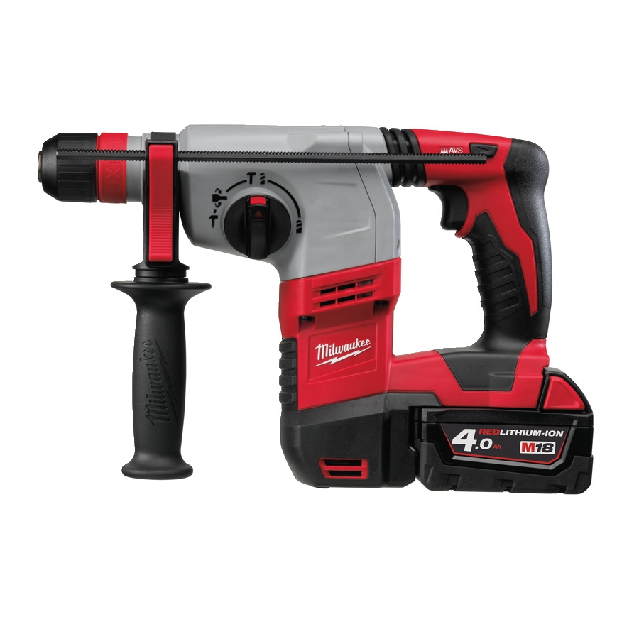Milwaukee 4933441280 HD18 HX-402C M18 HEAVY DUTY Młotowiertarka wielofunkcyjna SDS-Plus 18V 2.4J + 2 akumulatory M18 B4 + ładowarka M12-18 C + walizka