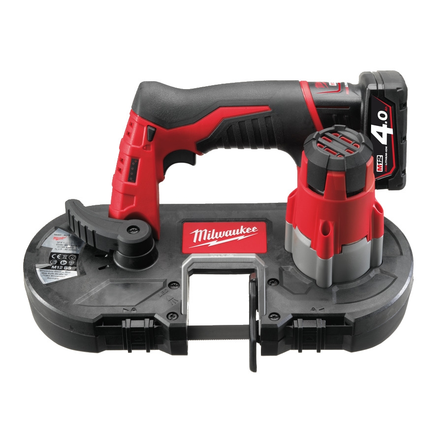 Milwaukee 4933441805 M12 BS-402C M12 Subkompaktowa pilarka taśmowa 12V + 2 akumulatory M12 B4 + ładowarka C12 C + walizka