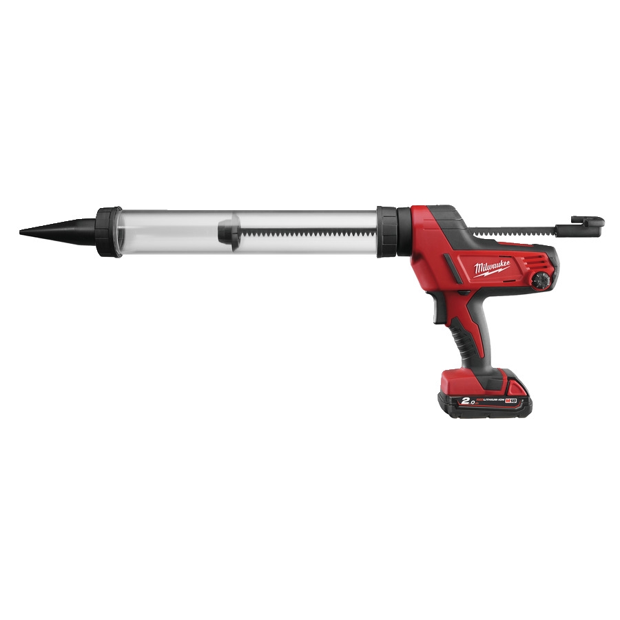 Milwaukee 4933441808 C18 PCG/600T-201B M18 HEAVY DUTY Pistolet do klejenia z tubą przezroczystą 600 ml + akumulator M18 B2 + ładowarka M12-18 C + torba