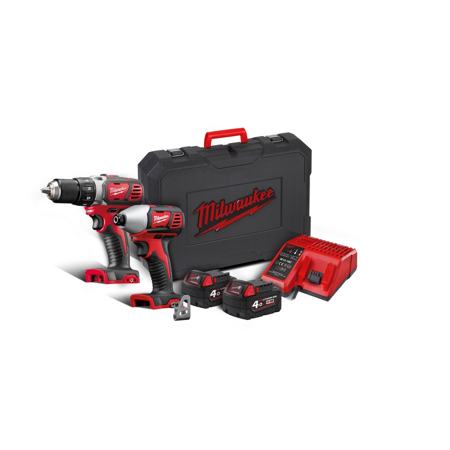 Milwaukee 4933447126 M18 BPP2D-402C M18 POWERPACK Zestaw: M18 BDD-0 + M18 BID-0 + 2 akumulatory M18 B4 + ładowarka M12-18 C + walizka