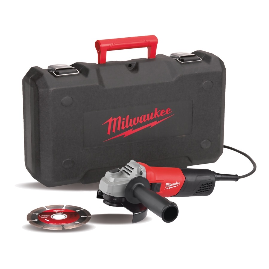 Milwaukee 4933451281 AG 800-115 E D-SET Szlifierka kątowa 800W 115mm z włącznikiem suwakowym z funkcją blokady + walizka