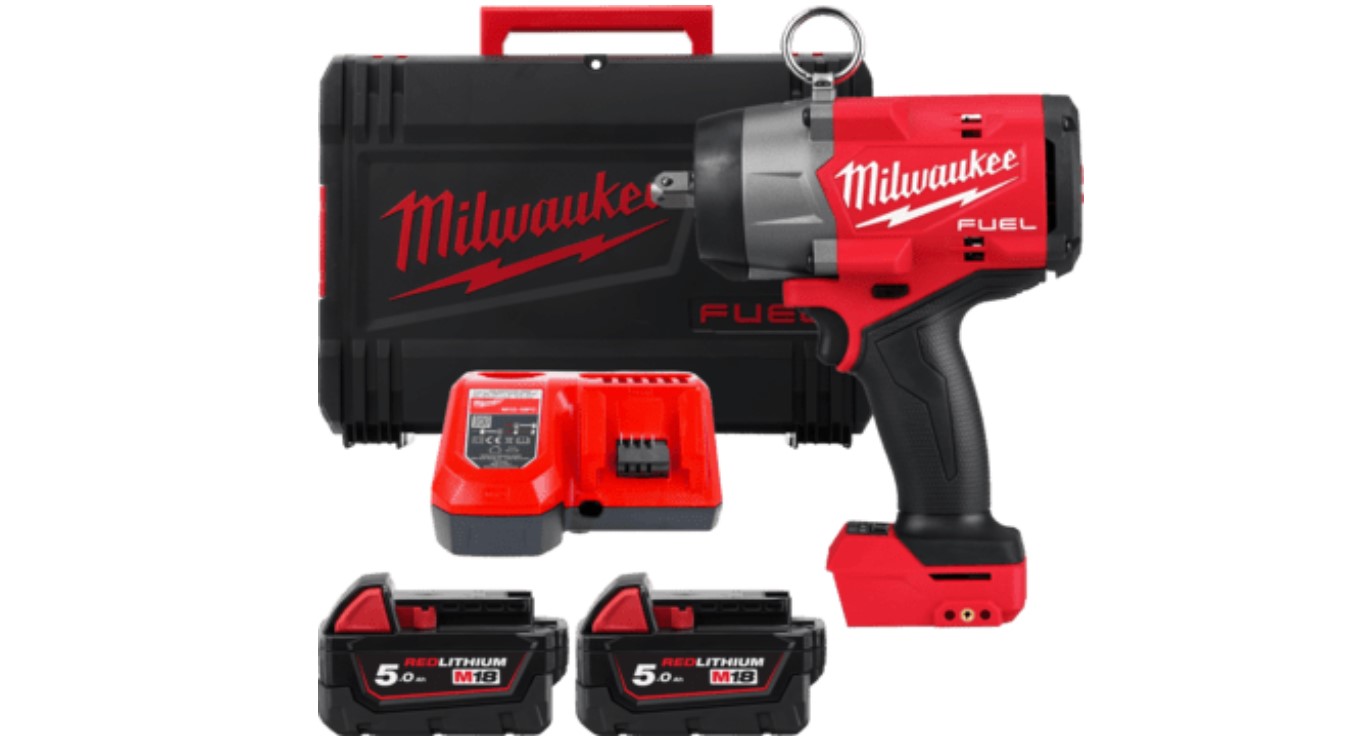 Milwaukee 4933492786 M18 FHIW2P12-502X Klucz udarowy 1/2" Fuel Accu ze sprężynowym sworzniem blokującym 18V 5.0Ah Li-Ion w skrzynce HD-Box
