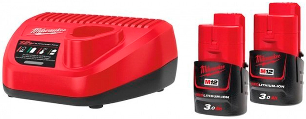 Milwaukee Akcesoria 4933451902 M12 NRG-302 M12 NRG PACK Zestaw: 2 akumulatory M12 B3 + ładowarka C12 C