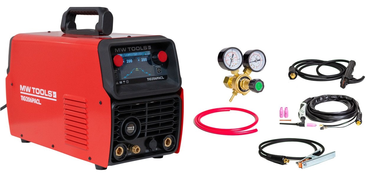 mwtools 829000207 TIG206PACL Inwerter spawalniczy TIG AC/DC Pulse 200A Wyświetlacz LCD 
