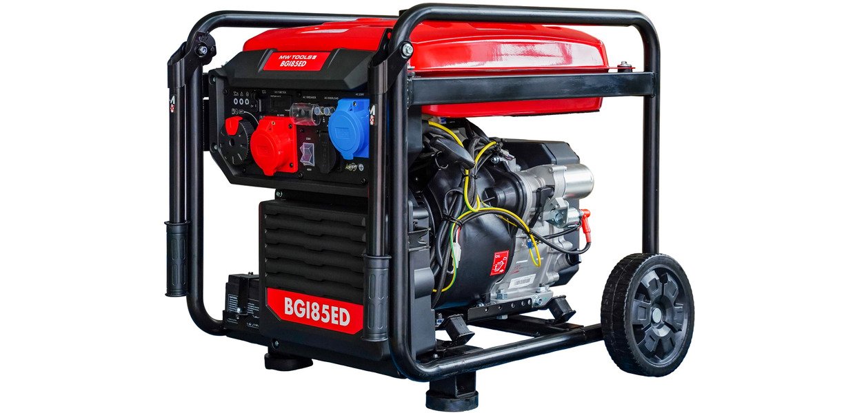 mwtools 724562444 BGI85ED Benzynowy generator inwerterowy 8,5 kW 3x400 + 230 V wtyczka ATS rozruch elektryczny