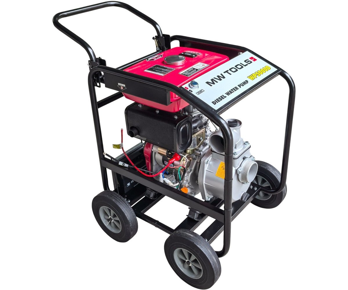 mwtools 724562278 WP5000D Pompa wodna 3" - 50 000 l/h - 6 HP diesel - rozruch elektryczny