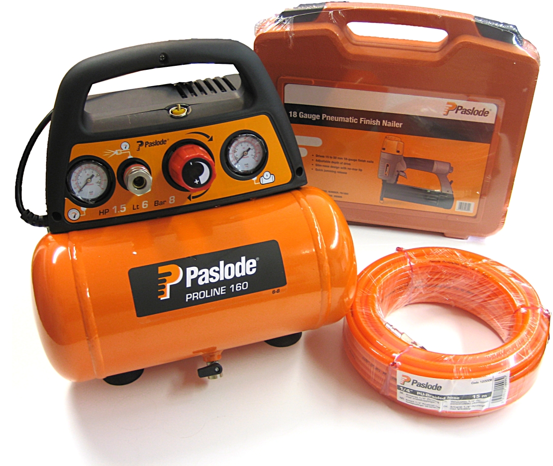 Paslode 142571 Gwoździarka wykończeniowa FN1850.2 (16 - 50 mm) mini-pręty 1,2 mm + kompresor proline 160