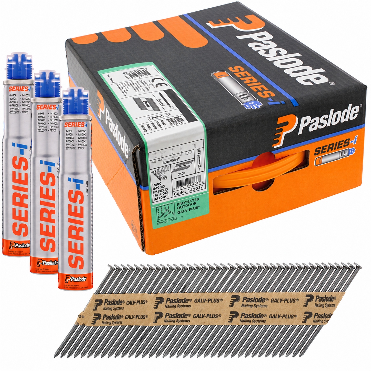 Paslode Mocowanie 142005 Pasek do paznokci 2,8 x 51, pierścień, niebarwiony, RounDrive (wraz z nabojami gazowymi) 3750 sztuk