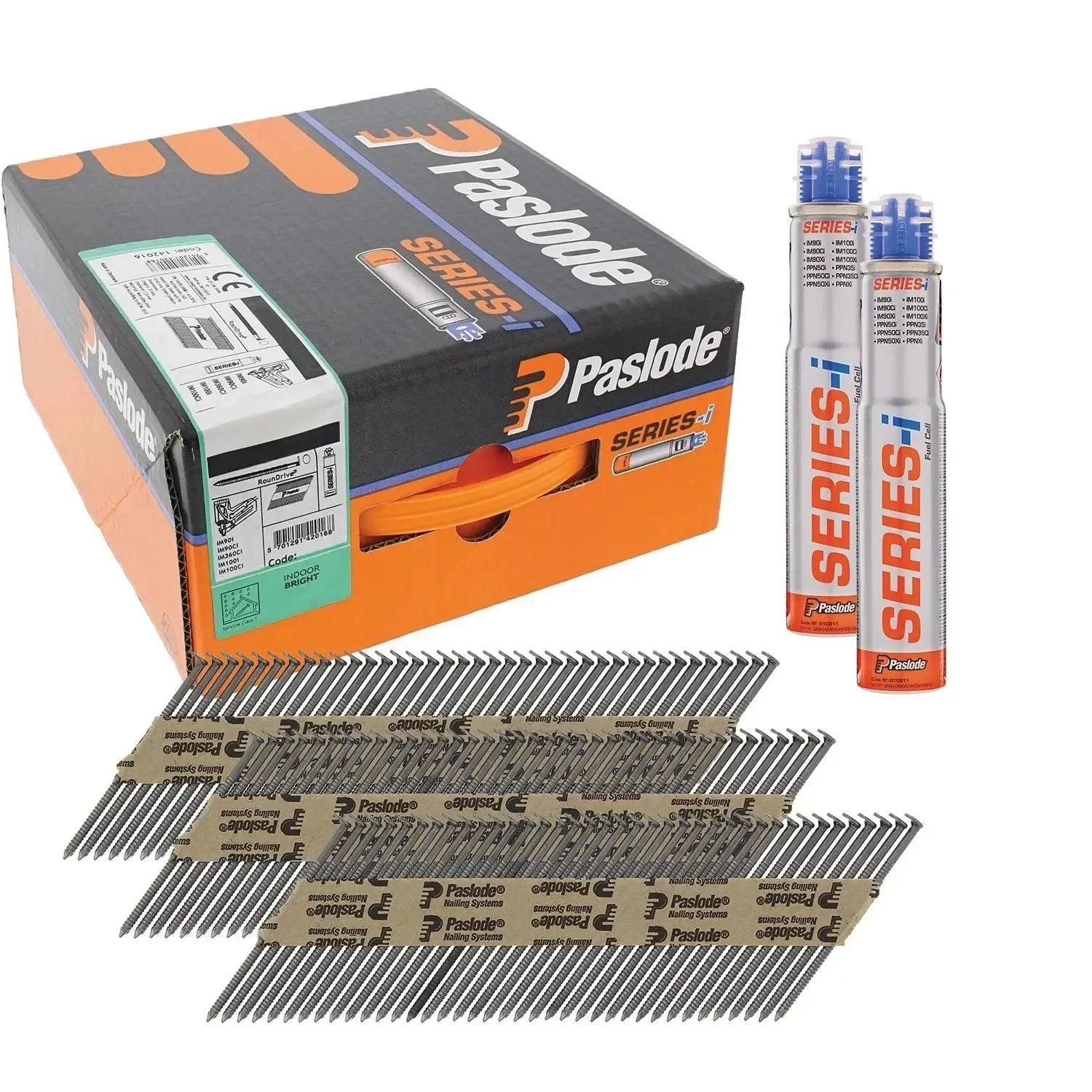 Paslode Mocowanie 142035 Gwóźdź do ściągania 3,1 x 90 gładki RounDrive (wraz z nabojami gazowymi) 2500 szt.