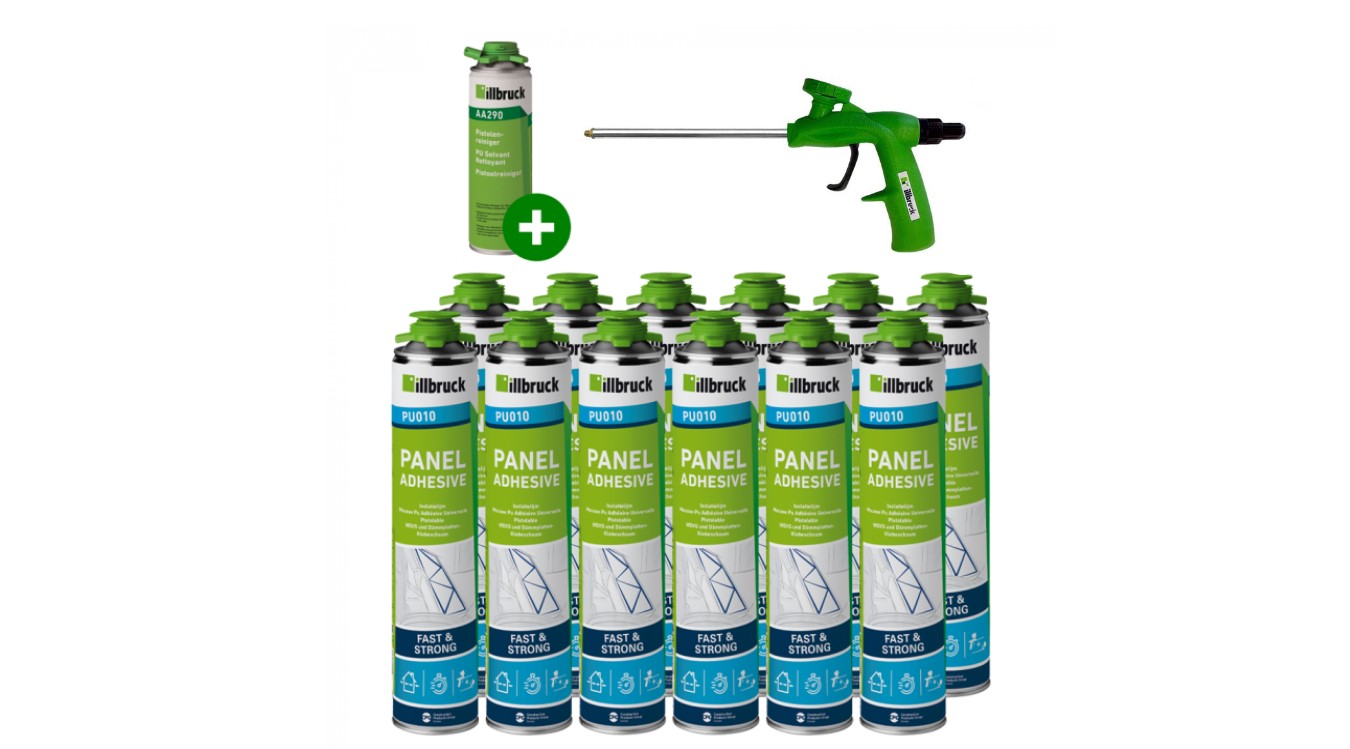 illbruck PU010SET - 12 x PU010 Klej do izolacji 750ml + Pistolet + Środek czyszczący