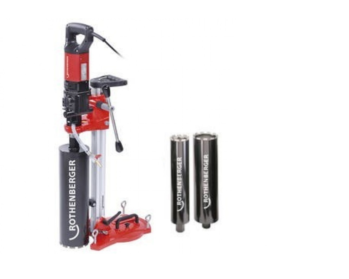 Rothenberger 19073 Rodiacut 150 Stojak na wiertła + Rodiadrill 200 Wiertło diamentowe + 3 wiertła (82,102,132 mm)