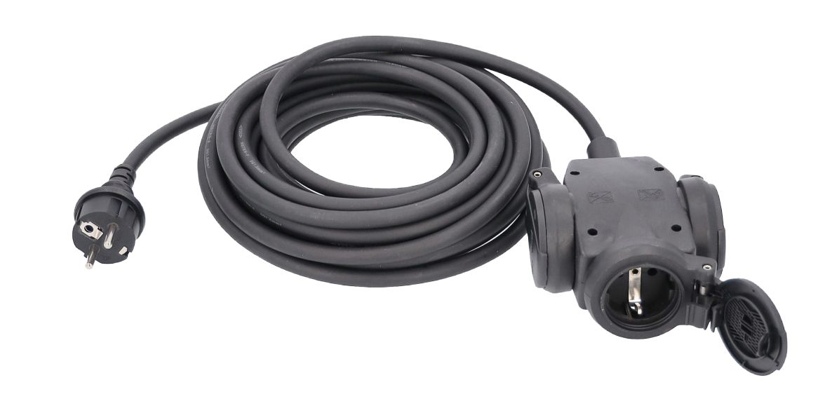 Schwabe 60458 Przedłużacz H07RN-F 3G1,5 25m z listwą zasilającą 230V/16A IP44 3-gang
