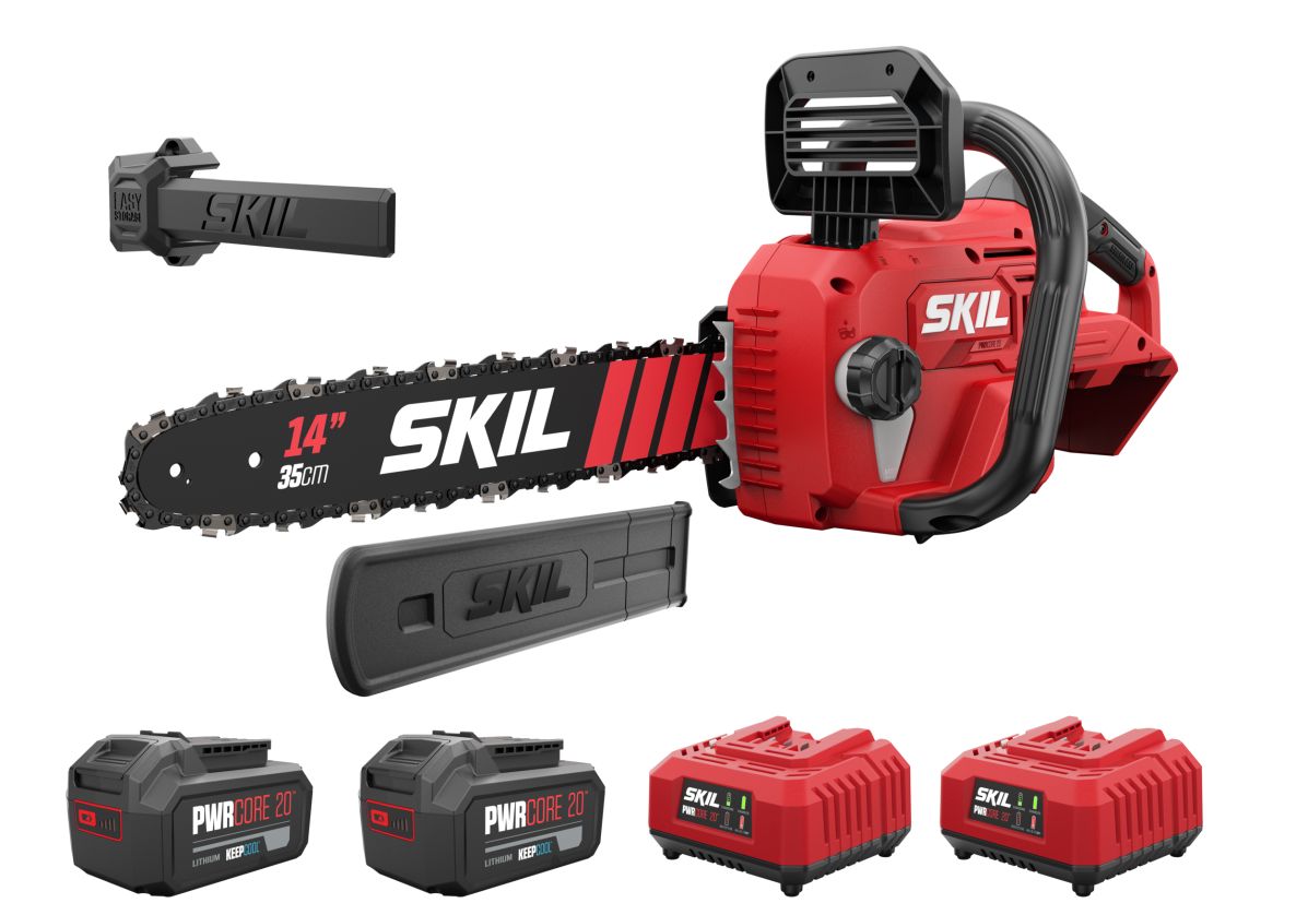 SKIL GS1E0541BA Pilarka łańcuchowa Accu 35cm szczotkowa 2x akumulator 20V 4.0Ah i ładowarka w pudełku
