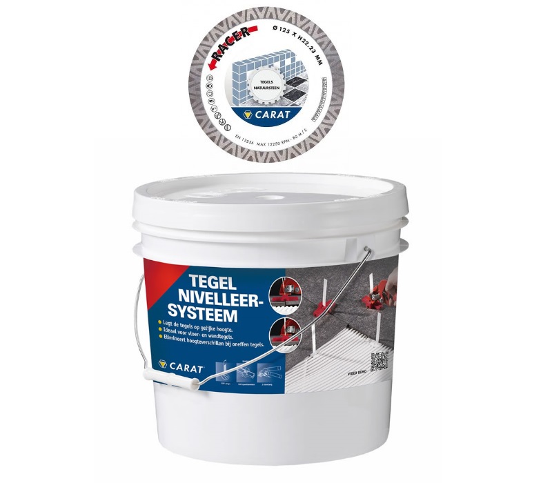 Carat Tegelzetters toolkit 1 tarcza diamentowa Racer 125 mm + zestaw poziomujący