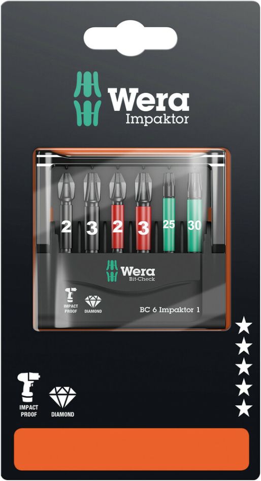 Wera 05073890001 Bit-Check 6 Impaktor 1 SB, 6-częściowy